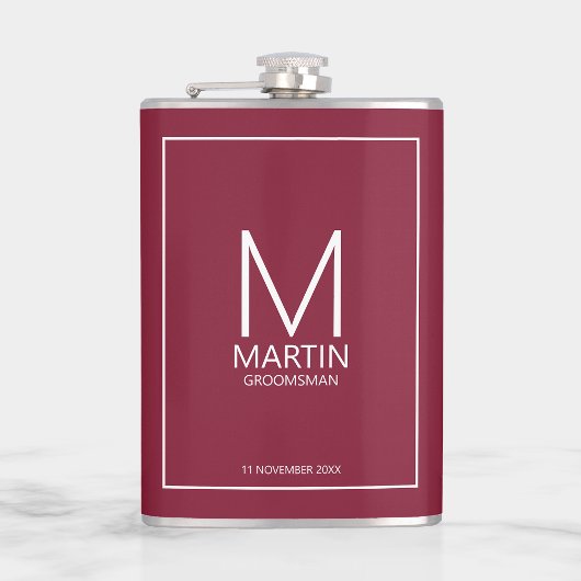 Moderne gepersonaliseerde monogram en naambordjes heupfles