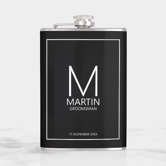 Moderne gepersonaliseerde monogram en naambordjes heupfles