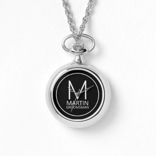 Moderne gepersonaliseerde monogram en naambordjes horloge