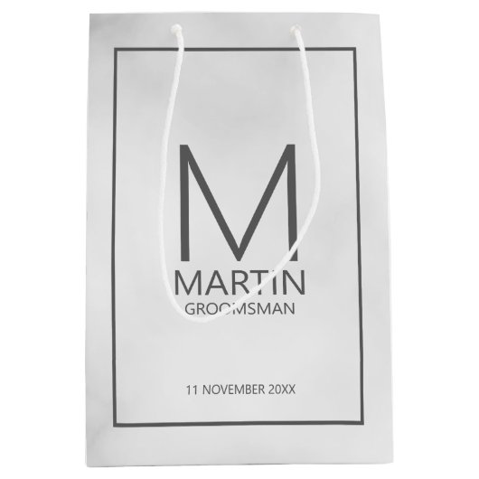 Moderne gepersonaliseerde monogram en naambordjes medium cadeauzakje (Voorkant)