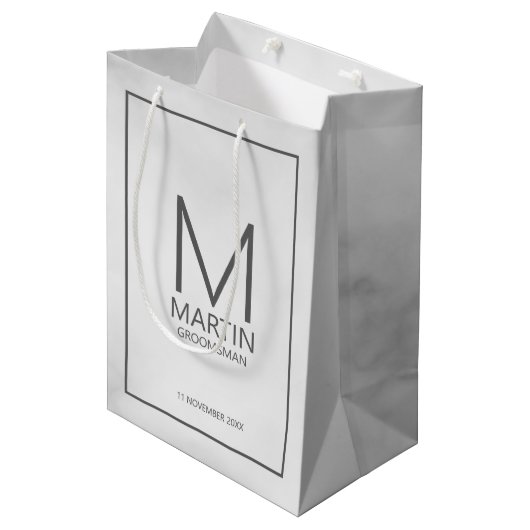 Moderne gepersonaliseerde monogram en naambordjes medium cadeauzakje (Voorkant Gekanteld)