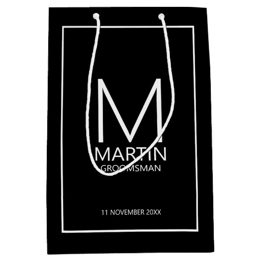 Moderne gepersonaliseerde monogram en naambordjes medium cadeauzakje (Voorkant)