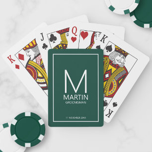 Moderne gepersonaliseerde monogram en naambordjes pokerkaarten