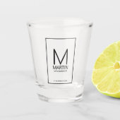 Moderne gepersonaliseerde monogram en naambordjes shot glas (Voorkant)