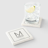 Moderne gepersonaliseerde monogram en naambordjes stenen onderzetter (Zijkant)