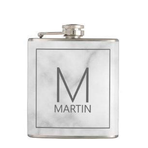 Moderne gepersonaliseerde monogram- en naamfles heupfles
