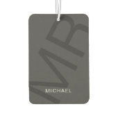 Moderne Gepersonaliseerde Monogram Grijs Luchtverfrisser (Achterkant)