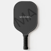 Moderne Gepersonaliseerde Monogram Grijs Pickleball Paddle (Voorkant)