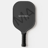 Moderne Gepersonaliseerde Monogram Grijs Pickleball Paddle (Achterkant)