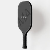 Moderne Gepersonaliseerde Monogram Grijs Pickleball Paddle (Links)