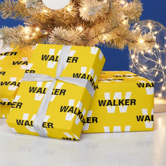 Moderne Gepersonaliseerde Monogram Naam Gouden Cad Cadeaupapier (Feestdagen)