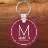 Moderne gepersonaliseerde Monogram & Naam Groomsme Sleutelhanger (Voorkant)