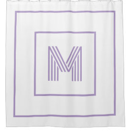 Moderne gepersonaliseerde monogram witte paars douchegordijn