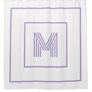 Moderne gepersonaliseerde monogram witte paars douchegordijn