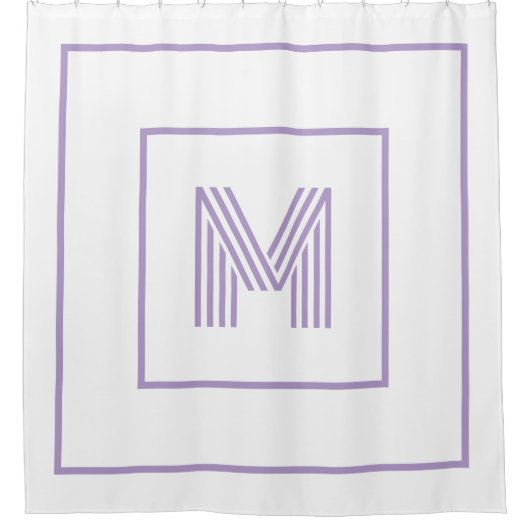 Moderne gepersonaliseerde monogram witte paars douchegordijn (Voorkant)