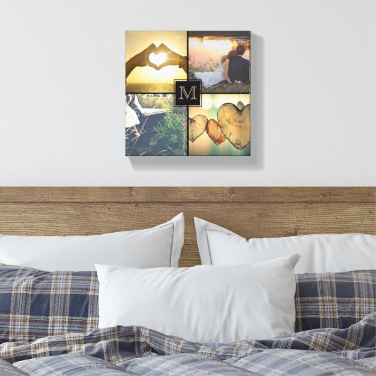Moderne gepersonaliseerde monogramed foto canvas afdruk (Insitu (Slaapkamer))