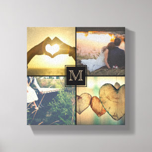 Moderne gepersonaliseerde monogramed foto canvas afdruk