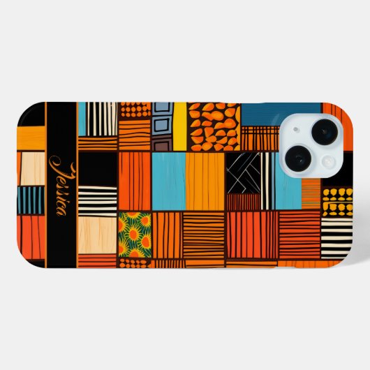 Moderne gepersonaliseerde naam Afrikaanse etnische Case-Mate iPhone Case (Achterkant (horizontaal))
