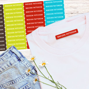 Moderne gepersonaliseerde naam bruin limoen rood a labels