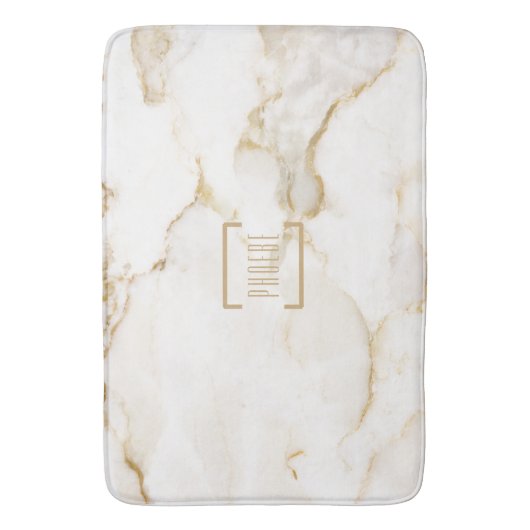 Moderne Gepersonaliseerde Naam Goud Effect Marmer Badmat (Voorkant Verticaal)