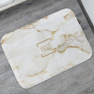 Moderne gepersonaliseerde naam goud effect marmer badmat