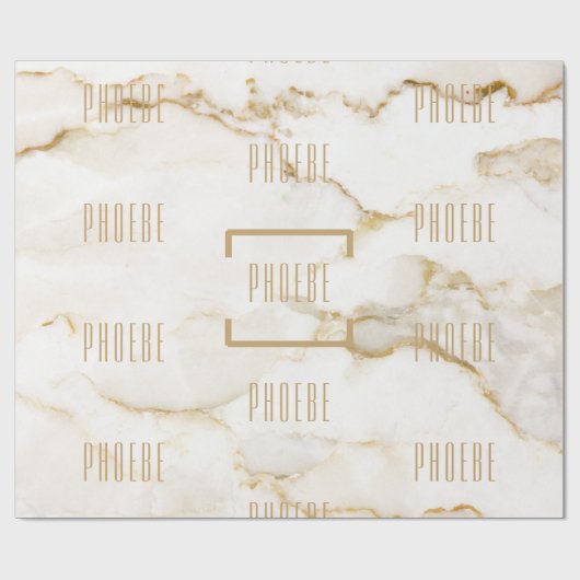 Moderne gepersonaliseerde naam goud effect marmer cadeaupapier (Vlak)