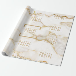 Moderne gepersonaliseerde naam goud effect marmer cadeaupapier