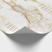 Moderne gepersonaliseerde naam goud effect marmer cadeaupapier (Hoek)