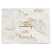 Moderne Gepersonaliseerde Naam Goud Effect Marmer Groot Cadeauzakje (Voorkant)