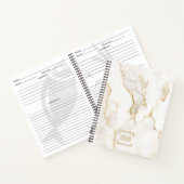 Moderne Gepersonaliseerde Naam Goud Effect Marmer  Notitieboek (Binnen)