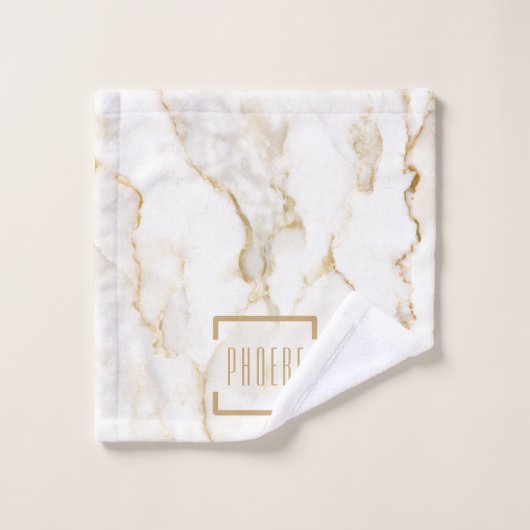 Moderne gepersonaliseerde naam goudeffect marmer bad handdoek (Wasdoekje)