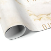 Moderne gepersonaliseerde naam goudeffect marmer cadeaupapier (Rol Hoek)