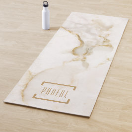 Moderne gepersonaliseerde naam goudeffect marmer yogamat