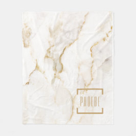 Moderne Gepersonaliseerde Naam Gouden Effect Marme Fleece Deken