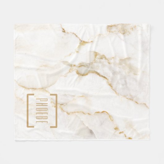 Moderne gepersonaliseerde naam gouden effect marme fleece deken (Voorkant (Horizontaal))