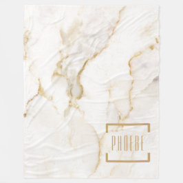 Moderne Gepersonaliseerde Naam Gouden Effect Marme Fleece Deken