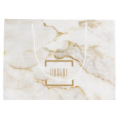 Moderne Gepersonaliseerde Naam Gouden Effect Marme Groot Cadeauzakje (Achterkant)
