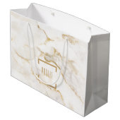 Moderne Gepersonaliseerde Naam Gouden Effect Marme Groot Cadeauzakje (Achterkant Gekanteld)