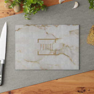 Moderne Gepersonaliseerde Naam Gouden Effect Marme Snijplank