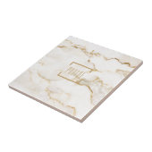Moderne Gepersonaliseerde Naam Gouden Effect Marme Tegeltje (Zijkant)