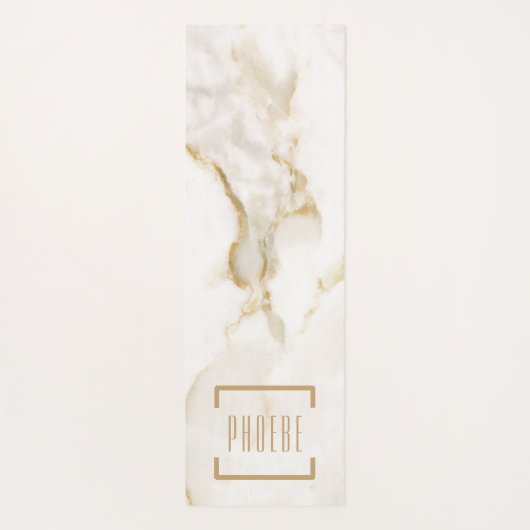 Moderne Gepersonaliseerde Naam Gouden Effect Marme Yogamat (Achterkant)
