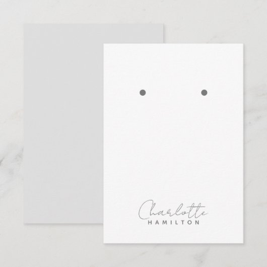 Moderne gepersonaliseerde naam Grey Tones Oorbel K Notitiekaartje (Voorkant / Achterkant)