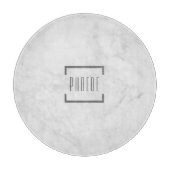 Moderne Gepersonaliseerde Naam Grijs Marmer Patroo Snijplank (Voorkant)