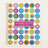 Moderne gepersonaliseerde naam kleurrijke cirkels planner (Voorkant)