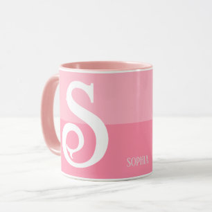 Moderne gepersonaliseerde naam Letter roze kleur s Mok
