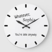 Moderne gepersonaliseerde naam met grappig citaat  grote klok (Voorkant)