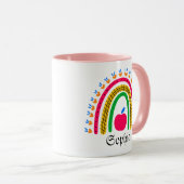 Moderne gepersonaliseerde naam met regenboog mok (Voorkant rechts)