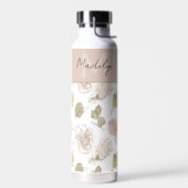 Moderne gepersonaliseerde naam Monogram Floral Waterfles (Links)