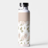 Moderne gepersonaliseerde naam Monogram Floral Waterfles (Rechts)