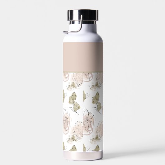 Moderne gepersonaliseerde naam Monogram Floral Waterfles (Rechts)